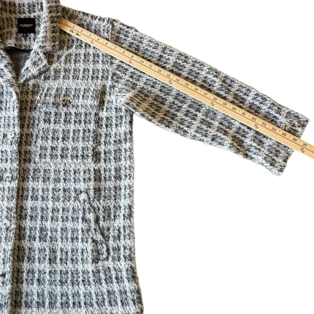 Liverpool Heather Houndstooth Fuzzy Button Front Boxy Jacket Women's Large - Picture 9 of 16